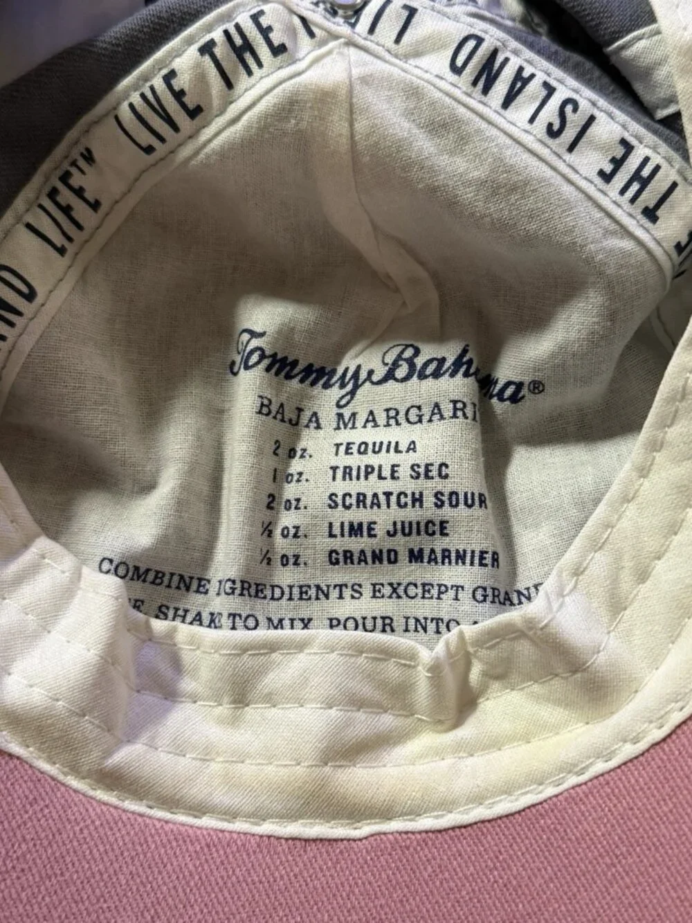 Tommy Bahama Hat Sliding Strap Adjustable  Cap Gray/Pink Baja Margarita Drink